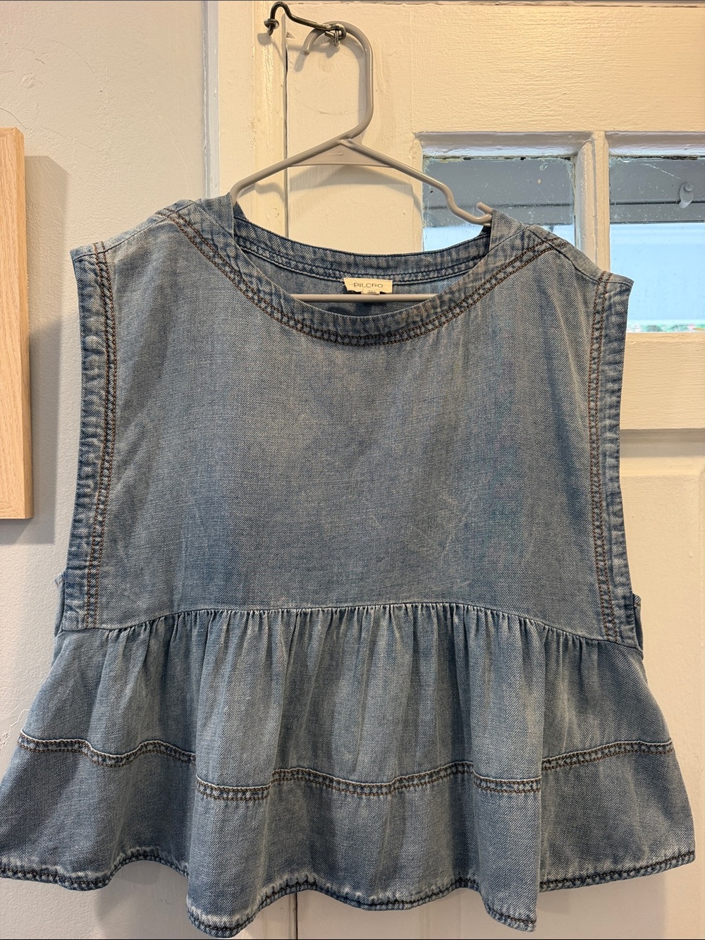 Anthropologie Pilcro Light Denim Peplum Tank/Shirt